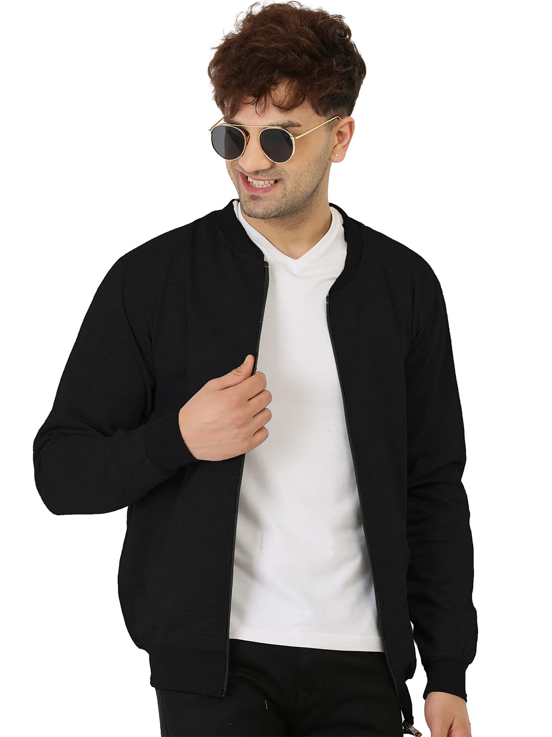Full Sleeve Regular Fit Fleece Bomber Winter Jacket For Mans-image-1