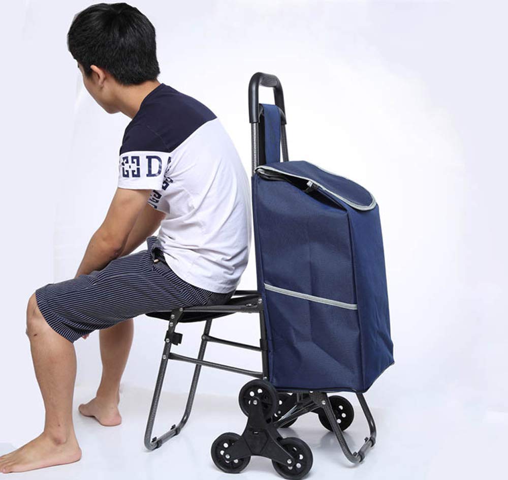 Einkaufswagen, Einkaufswagen, Ladewagen, Kleiner Ziehwagen, Heimwagen, Autowagen, Treppensteigen, zusammenklappbar, tragbarer Ziehwagen, Anhänger, Braun, Multifunktional