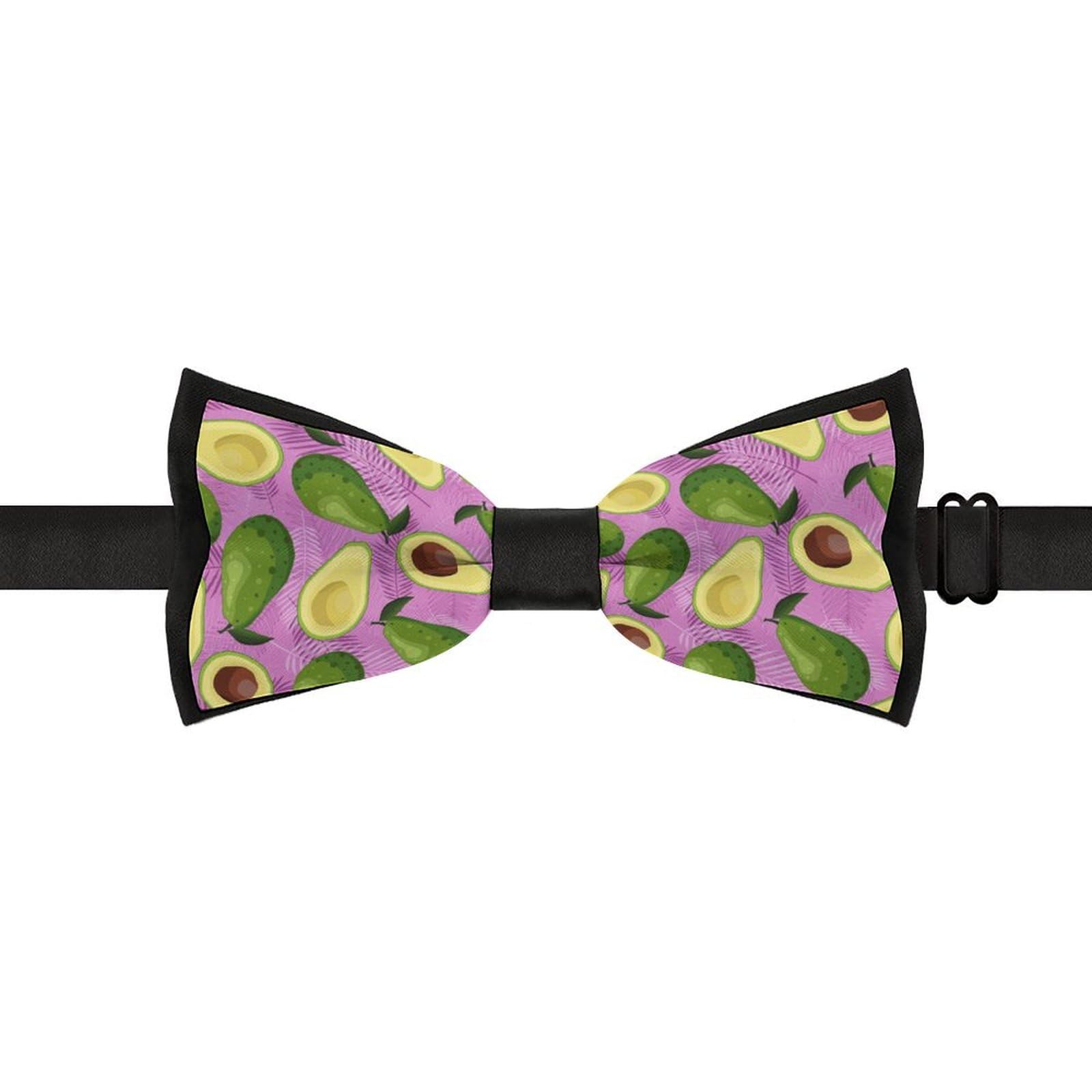 GoasNei Avocado And Tropical Leaf Bow Tie for Men Adjustable Necktie Funny Tie Neck Ties for Weddings Party
