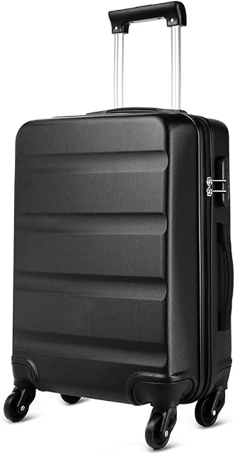 Kono Medium 24'' Hard Shell Suitcase Lightweight Hand Luggage Travel Trolley Suitcase with 4 Wheels and Dial Combination Lock(Black)