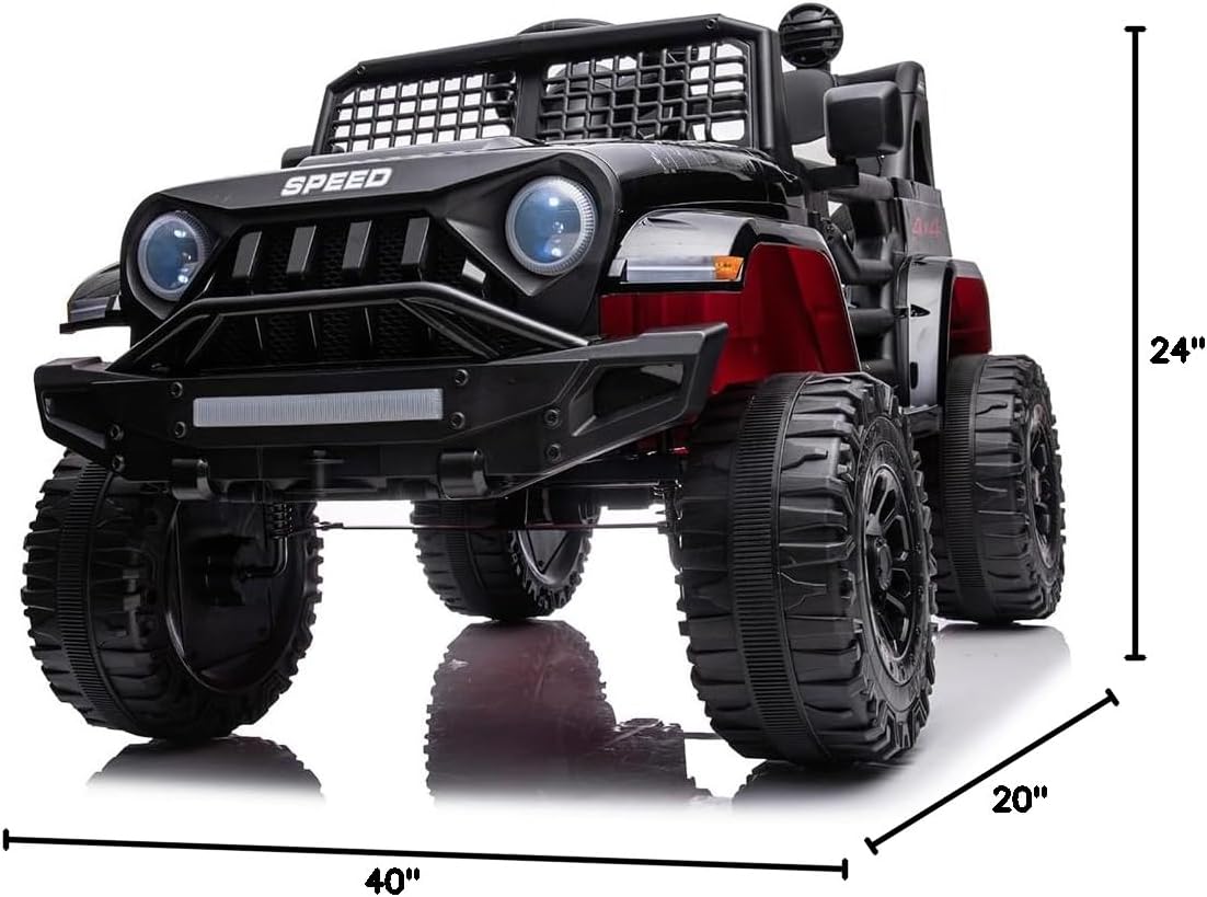 12V Ride On Car, Electric Car for Kids, 12V Ride on Toys, Kids Cars with 3 Speeds Adjustable w/Bluetooth, Parent Remote Control, Spring Suspension, AUX Port-Black