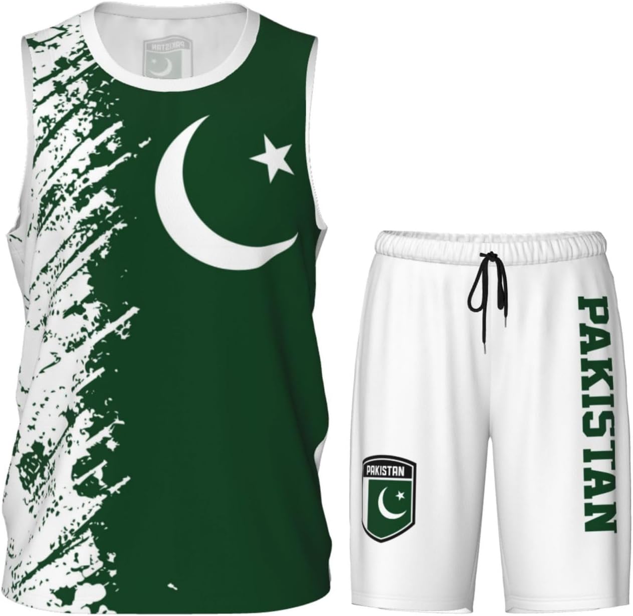 Pakistan Flag Grain (1) Basketball Jersey Uniform Suit for Men Adults Training Athletic Set