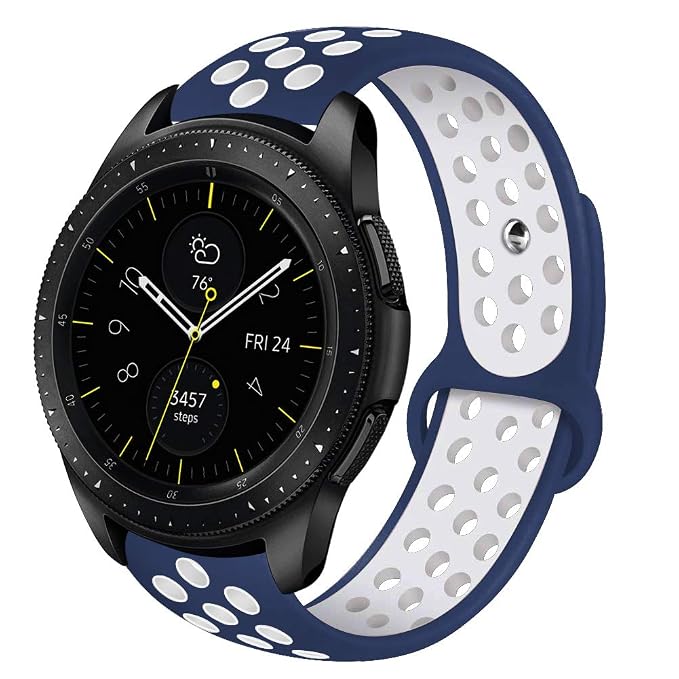 VIGOSS Compatible Galaxy Active 40mm Bands/Galaxy 42mm Bands/Gear Sport  Band - 20mm Silicone Strap Wristband for Samsung Galaxy 42mm SMR-810  Smartwatch (Blue/White, L/XL) : Amazon.in: Watches