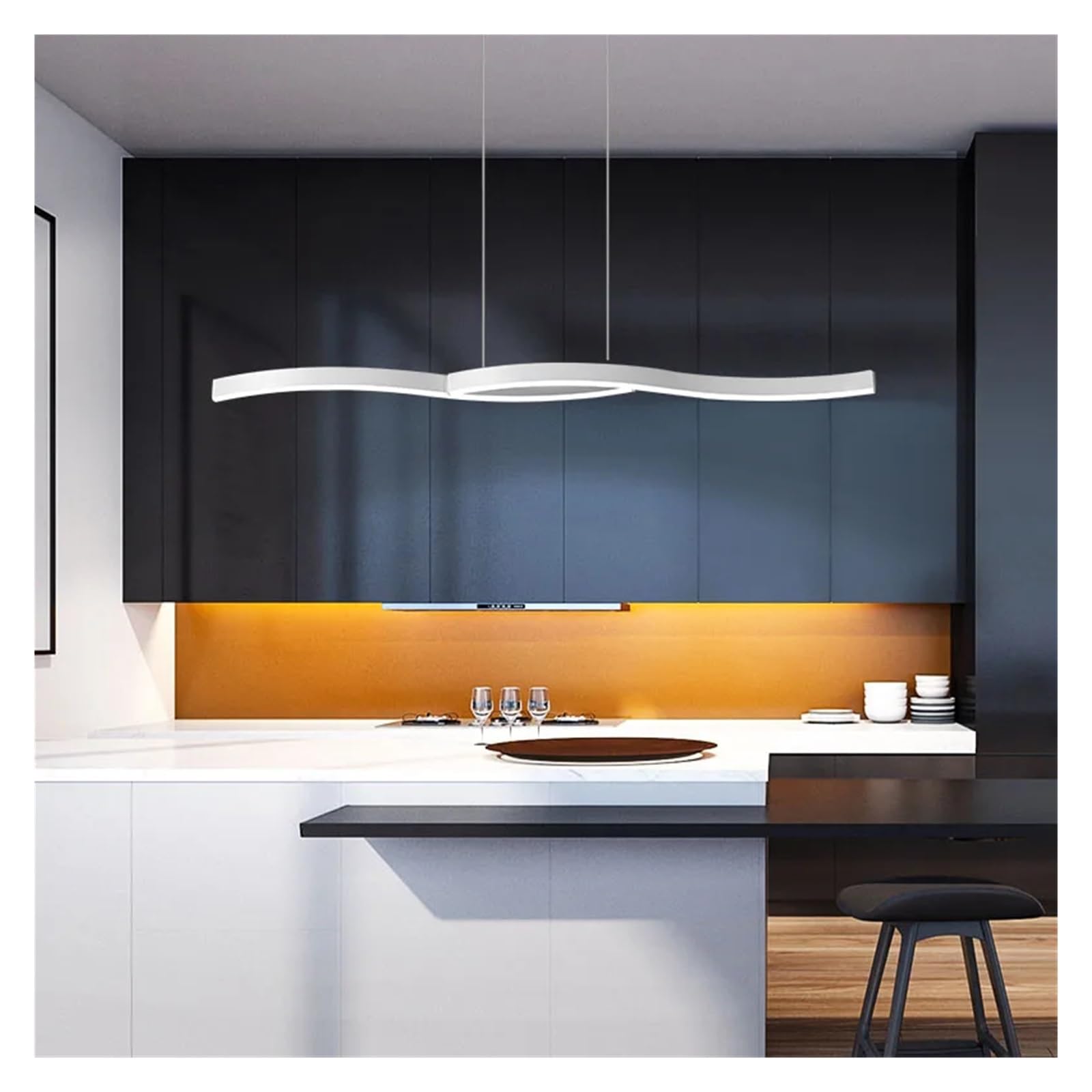 Suspension longue bande LED pour îlot de cuisine et lustre nordique de salle à manger