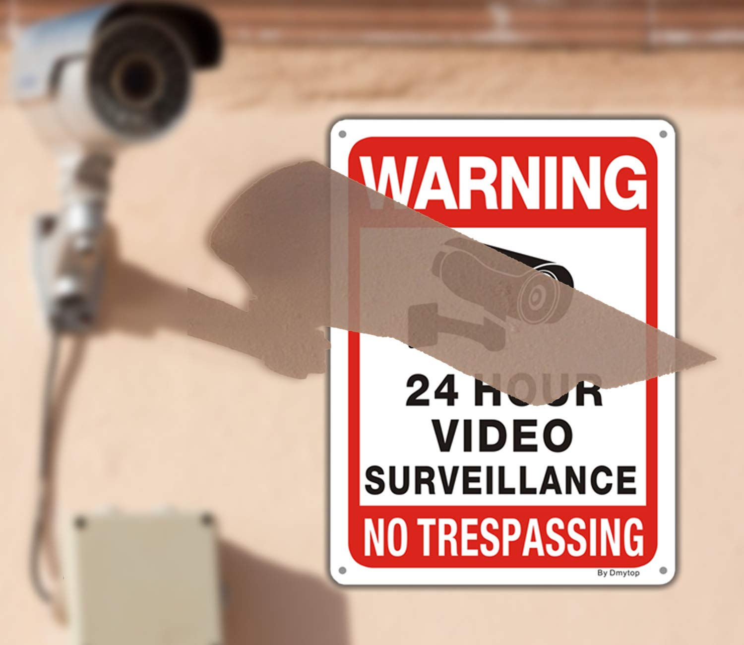 Cartello di avvertimento per videosorveglianza | Segnale di avvertimento per la sorveglianza della telecamera | alluminio spazzolato | 20 x 15 cm (metallo) (2 pezzi Attenzione videosorveglianza