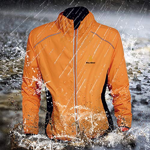 WOLFBIKE Cycling Jacket Jersey Long Sleeve Wind Coat, Color: Orange, Size: XL