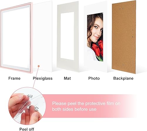 Miniatura 3 de LBECUA Juego de 4 portarretratos de 8 x 10 pulgadas, marco rosa y blanco, para fotos de 8 x 10 pulgadas sin paspartú o 5 x 7 pulgadas con paspartú,