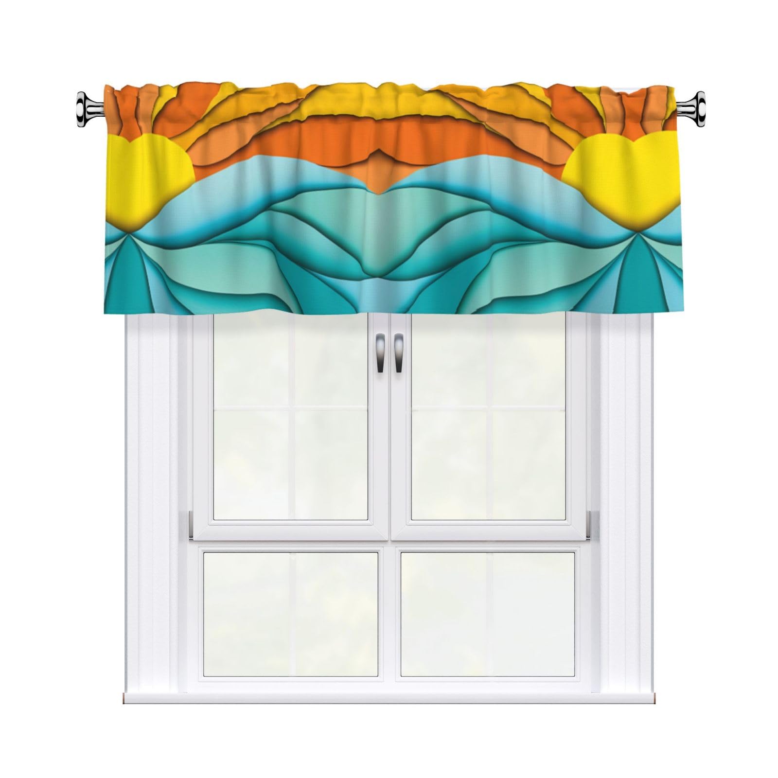 WHJSSF Sunset and Sunrise with Ocean Sea Waves Prints Housewarming Gift – Peach Skin Window Valance 54x18 for a Cozy Kitchen Refresh