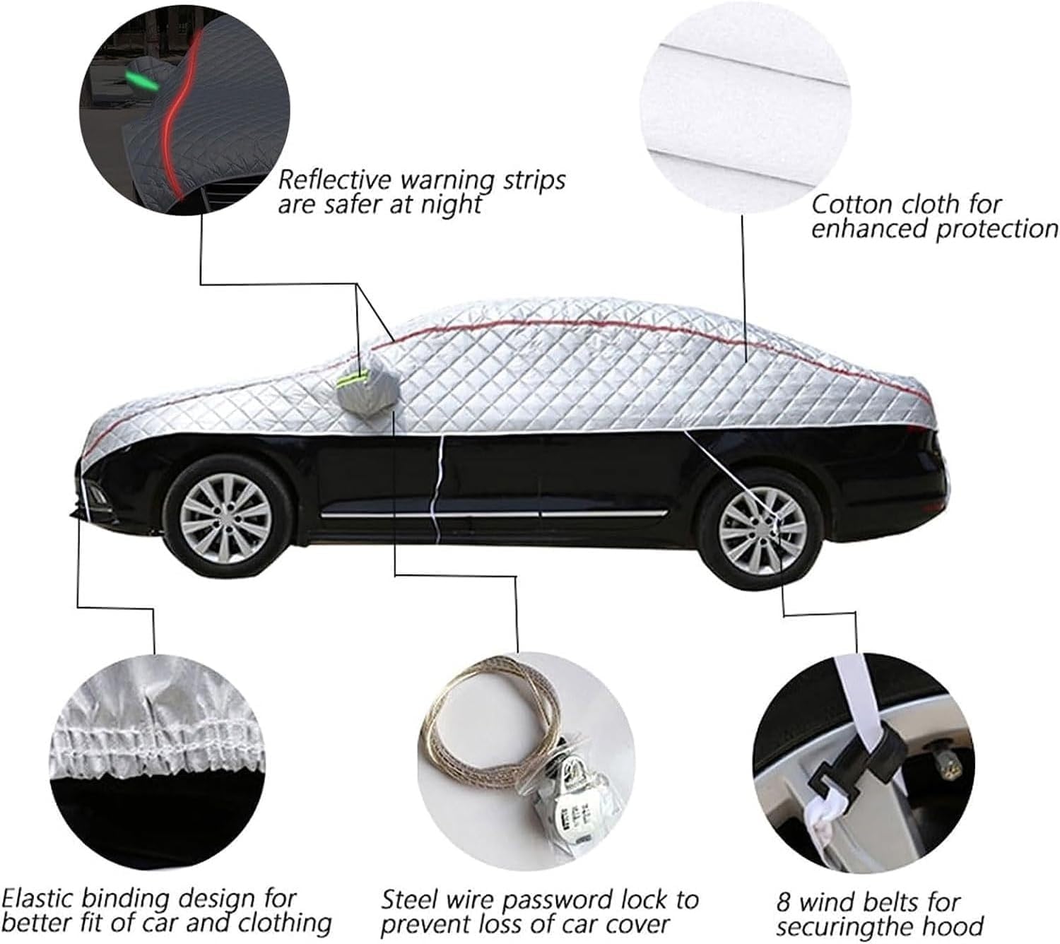 車ボディカバー 雹対策 適用ホンダ 新型 N-BOX JF5 5層厚み耐雹性 綿加工 防風暖かいキルト 右側ジッパー 収納袋付き 1