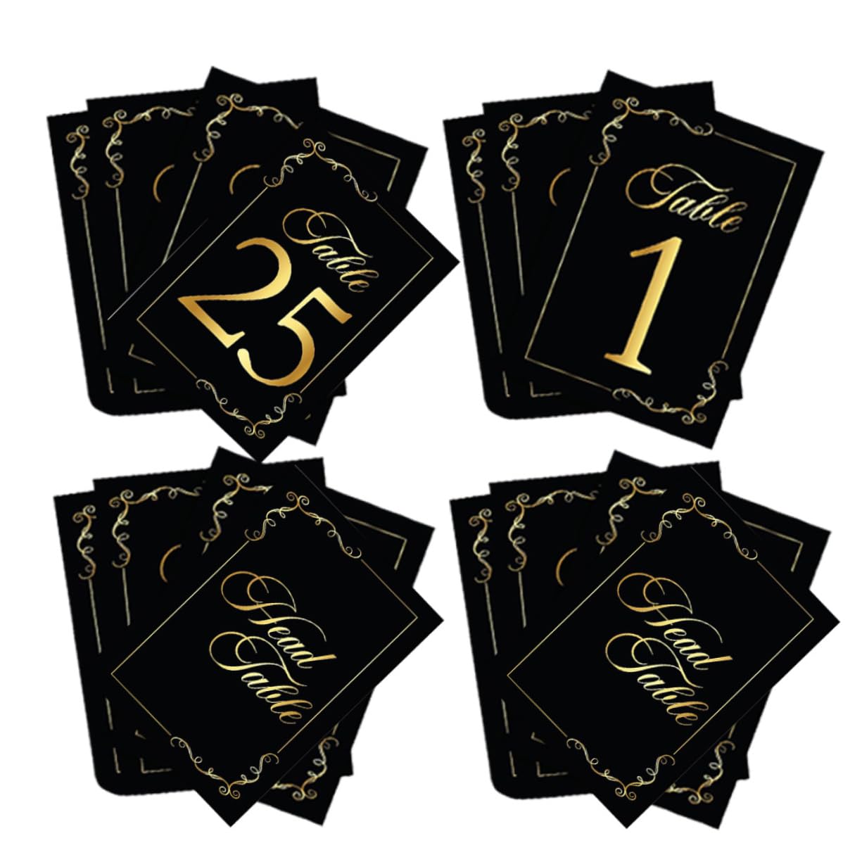 4 Sätze Tischkarten Aus Doppelseitige Platzkarten Mit Goldener Prägung Für Hochzeiten Und Feiern Tischnummern Für Besondere Anlässe 30 Stück * 4