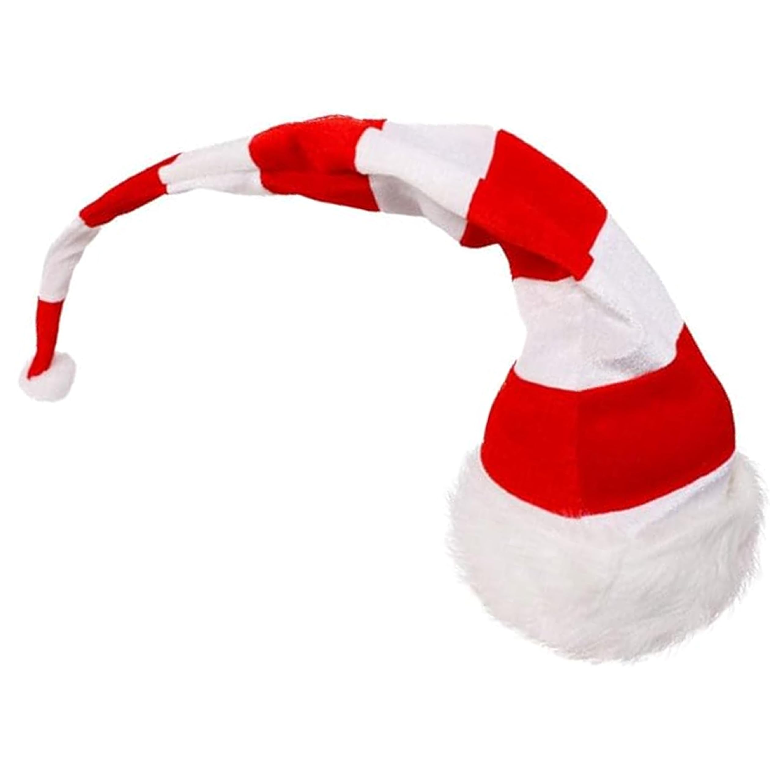 Striped Santa Hat Novelty Christmas Fancy Dress Accessory - Tall Red & White Striped Santa Hat with Wire - Pack Of 24