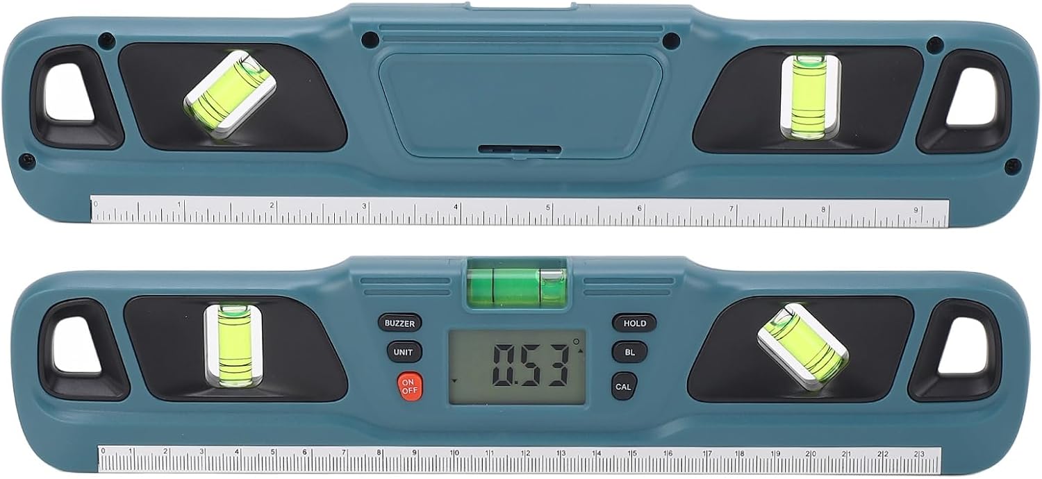 Drfeify Digital Level, Multifunctional LCD Display High Accuracy Digital Inclinometer and Protractor with Angle Scale, for Home Renovation and Construction Projects (Cyan)