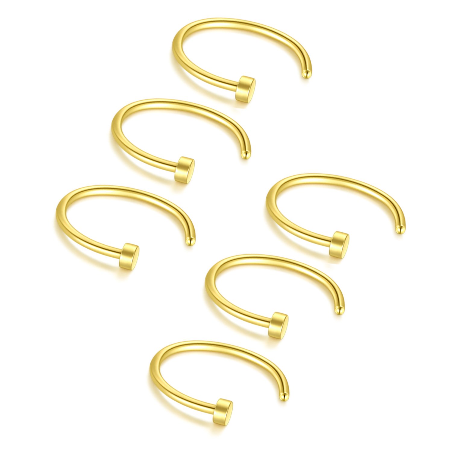 Briana Williams Fake Nariz Anillos Hoop-20G 18G 16G Nariz Aro Anillo 6mm/8mm/10mm/12mm Nariz Piercing Labio Septum Anillo Arete Faux Joyería Piercing del Cuerpo 6 Piezas — view 12