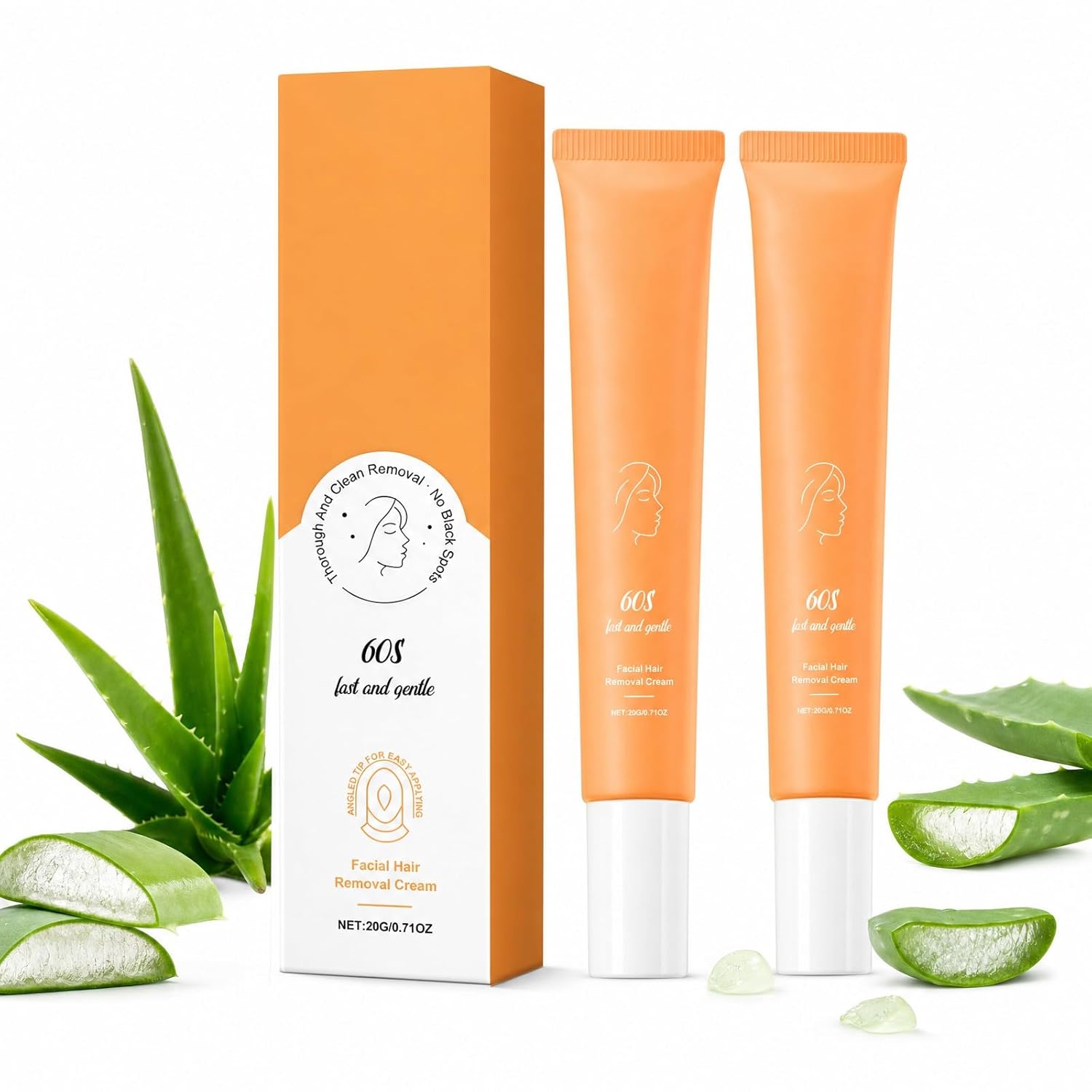 2PCS Facial Hair Removal Cream - Gentle & Fast Results