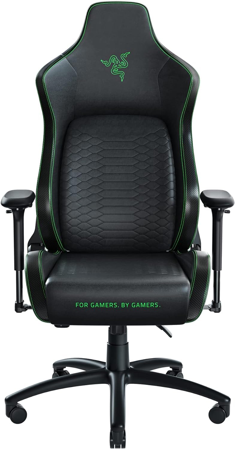 Razer Iskur V2 - Silla para Gamers con Soporte Lumbar adaptativo (Cojines de Espuma de Alta Densidad, Cuero sintético de Calidad EPU, Reposabrazos 4D) Verde