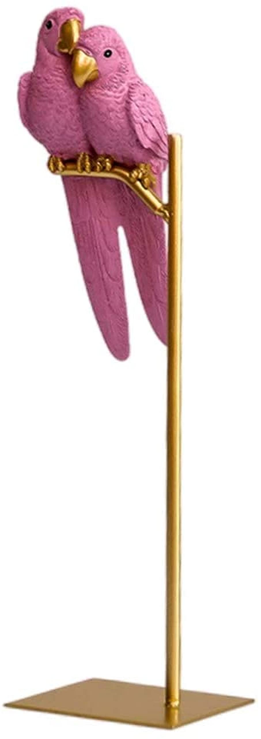 sdSDGrw statue, Resin Parrot Bird Sculpture Statue Collectible Figurines Home Office Bookshelf Desktop Decor(Pink)