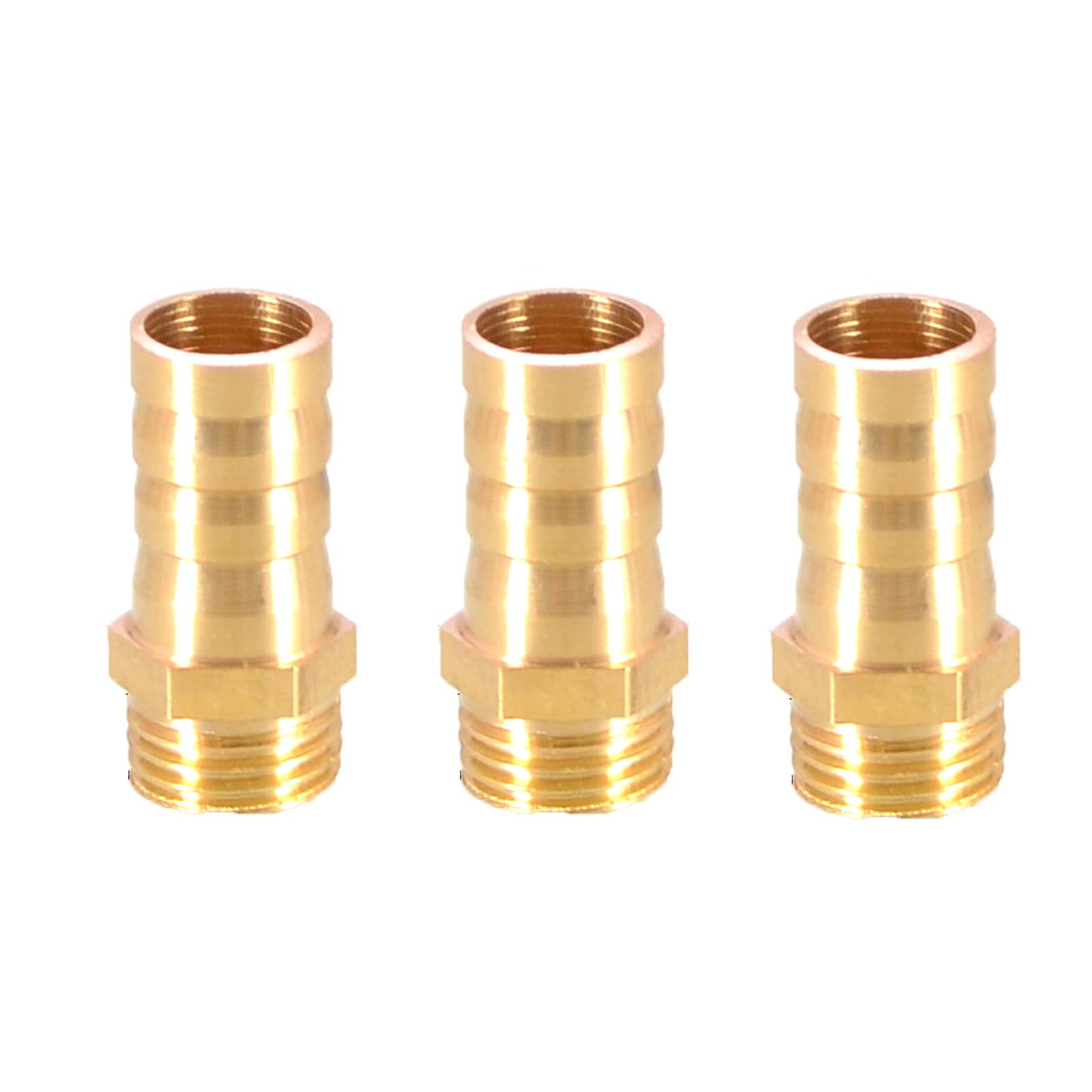 3PCS Solid Brass Hose Tail Connector Barbed to BSP Male Thread 12mm to 1/4” for Air Water Fuel Oil Gas