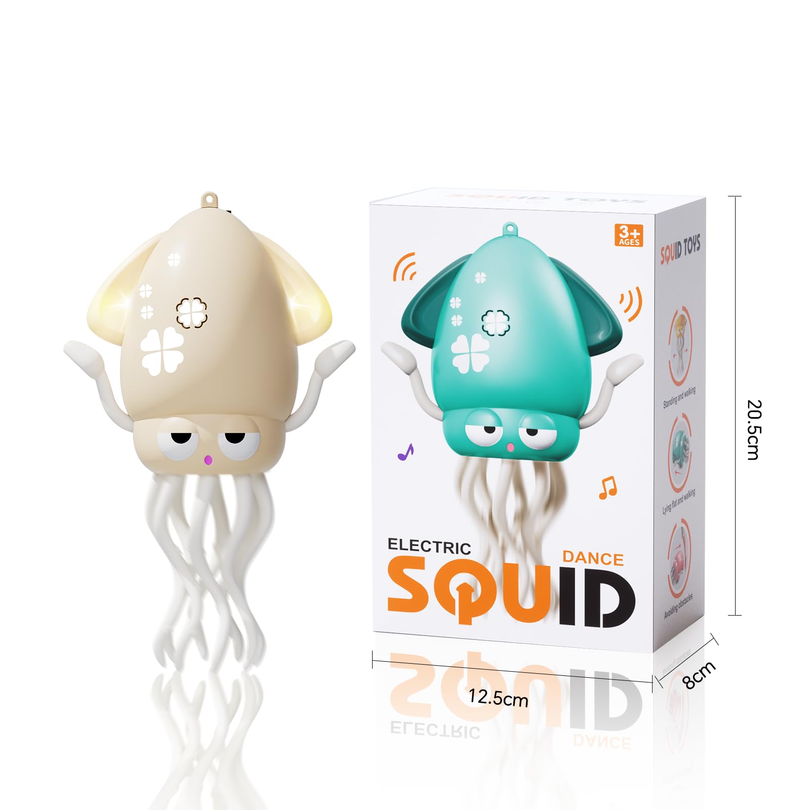 KJIXYUNG Polpo Giocattolo Danzante e strisciante con luci LED e Musica - Giocattolo interattivo Musicale oscillante Automatico - Regalo di Compleanno Divertente (Bianco)