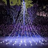 Qulist Christmas Decoration Star Lights Outdoor, 320 LED 16.4Ft Christmas Tree Toppers String Lights[8 Modes& Waterproof] for Halloween Xmas New Year Holiday Birthday (Iron-White)