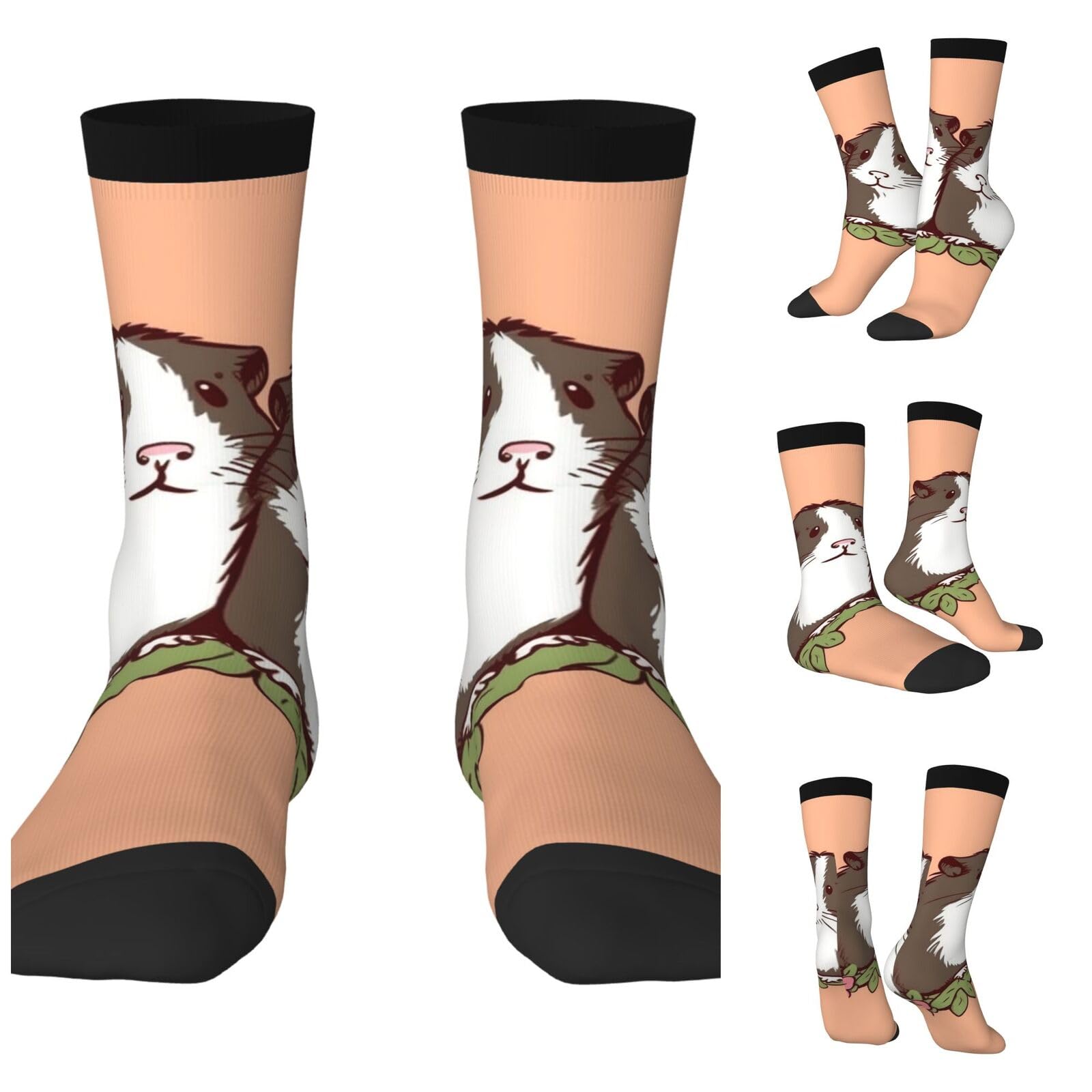 LZQPOEAS Two guinea pigs hanging out Athletic Socks Unisex Cushioned Crew Socks Hiking Running Calf Sock Soft Above Ankle Sock