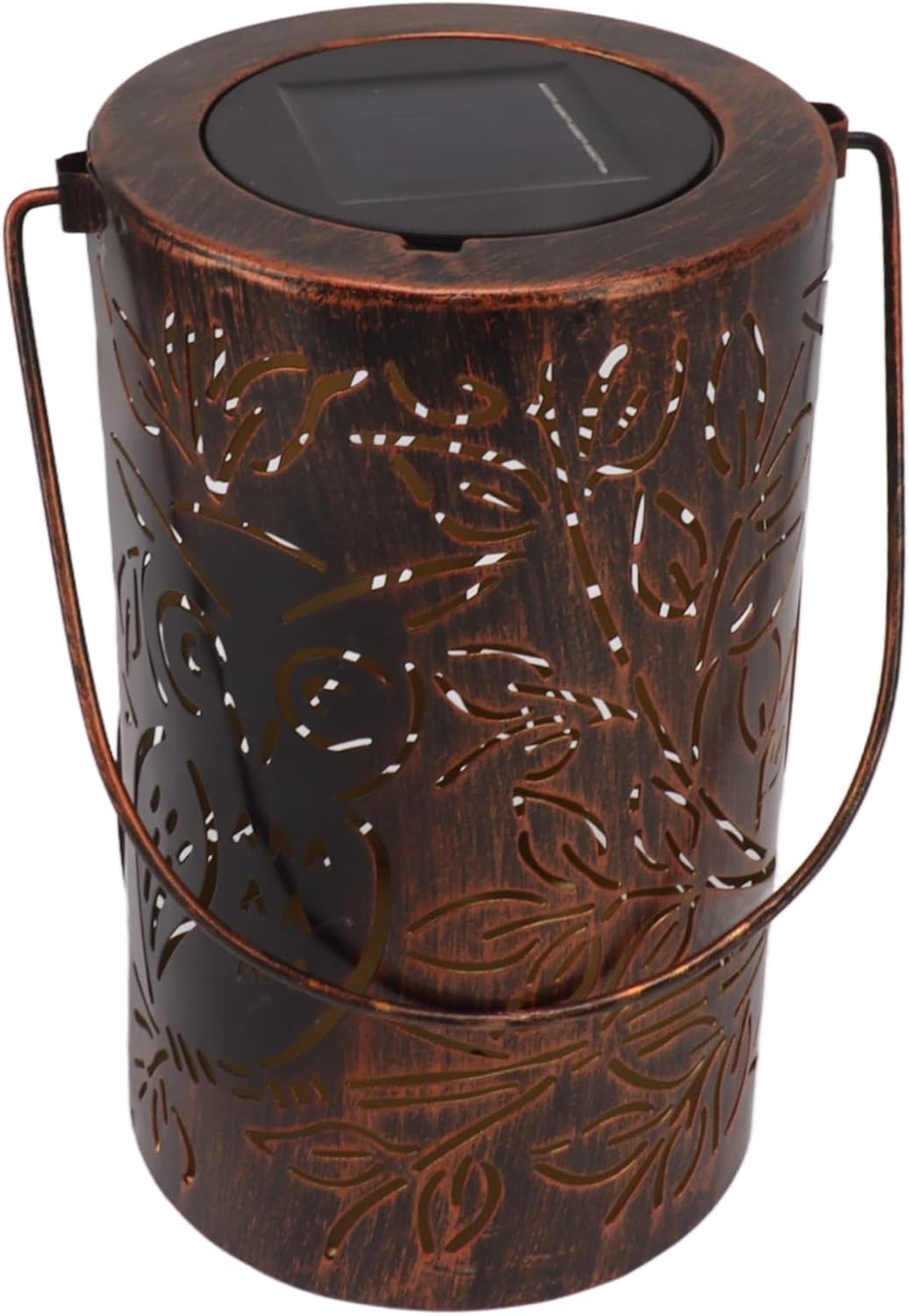 Owl Solar Lantern, Hanging Metal , Red Copper, Waterproof Outdoor Decorative - Solar Powered LED, IP44 Weather , Perfect Patio Yard Pathway Lighting