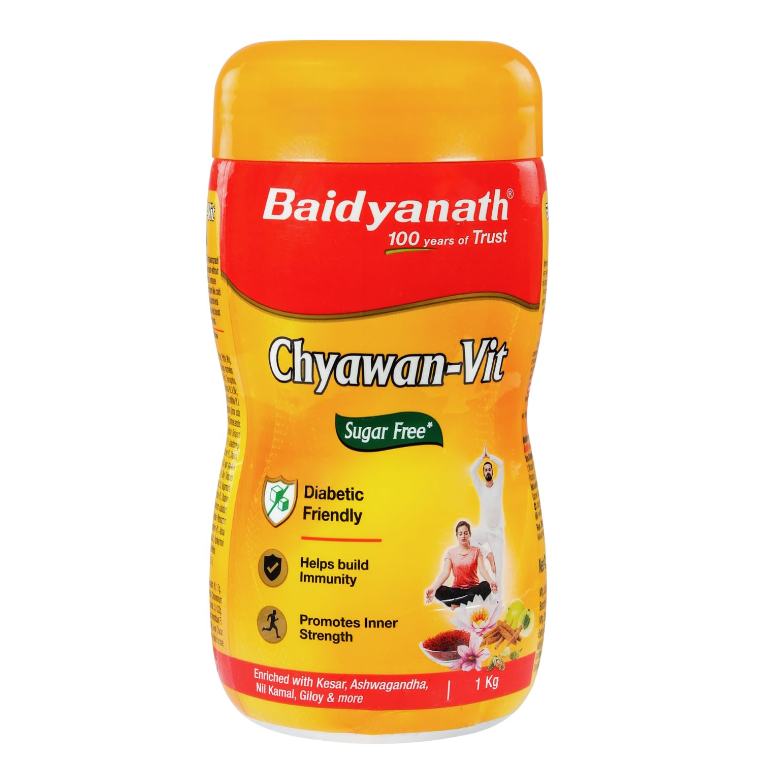 Baidyanath Sugarfree Chyawan-Vit 1kg- Specially Formulated Chyawanprash With No Added Sugar- With Benefits Of Amla, Ashwagandha And Kesar