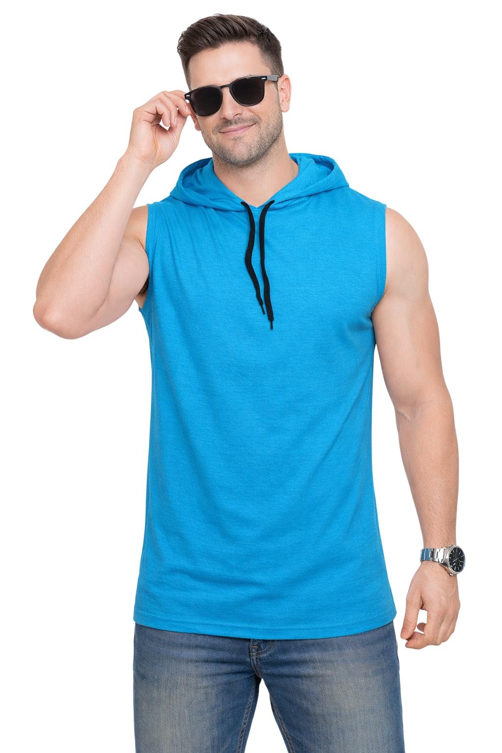 Men’s Sleeveless Hooded T-Shirt – Gym Workout Muscle Tank Top | Casual Cotton Hoodie Vest for Summer Fitness & Sports-picture-42