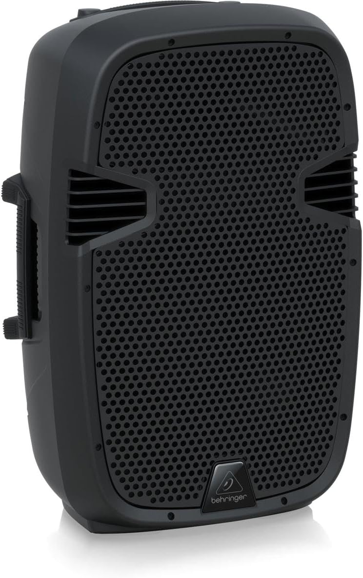 Tukangeun view of a Behringer PA Speaker, showing INPUT and LINK OUTPUT Speakon connectors. Note: Image shows PK110 model, but connections are representative for PK112.