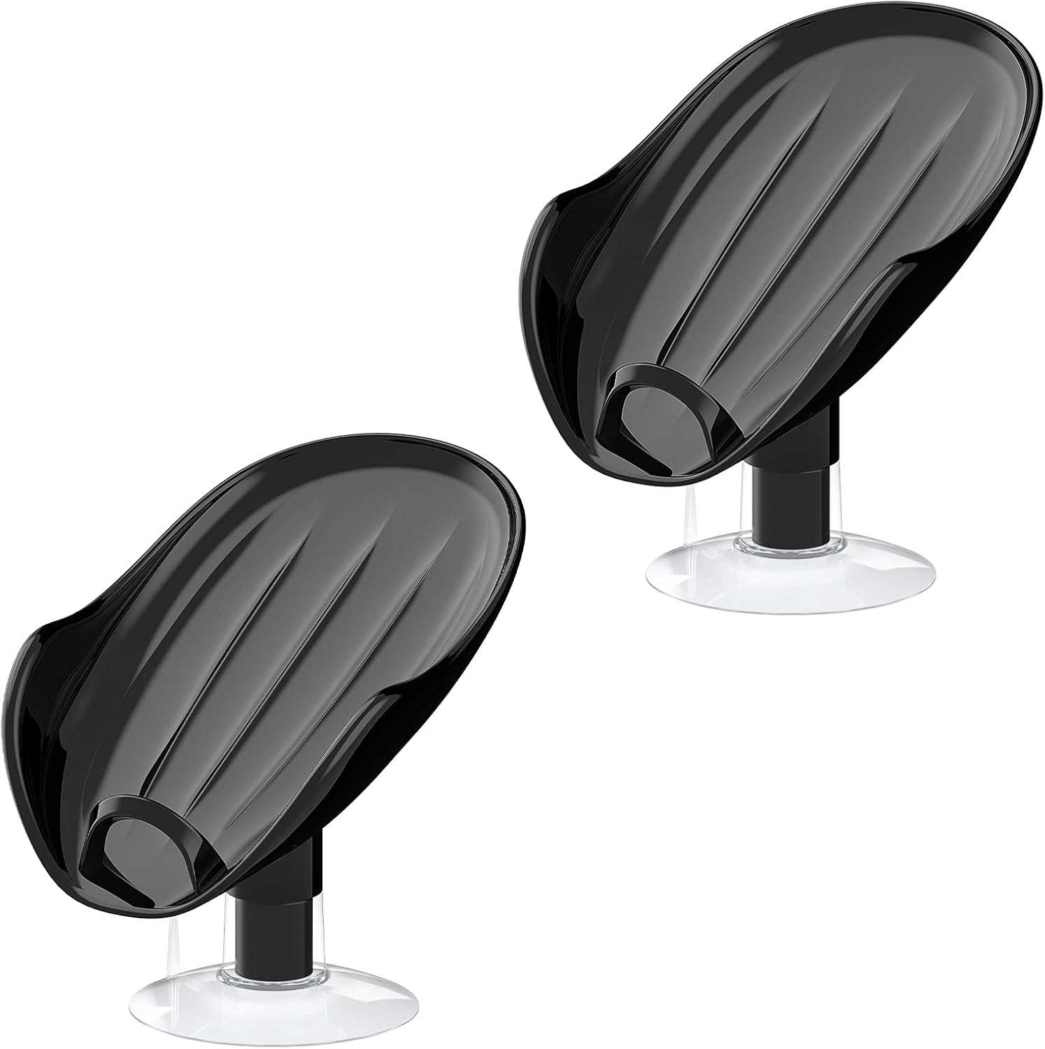 NPET Not Punched Self Draining Plastic Soap Dish Holder with Enlarged Suction Cup,Portable Soap Tray for Bathroom Shower, Kitchen Sink, Save Space and Soap (2, 2 Clear)