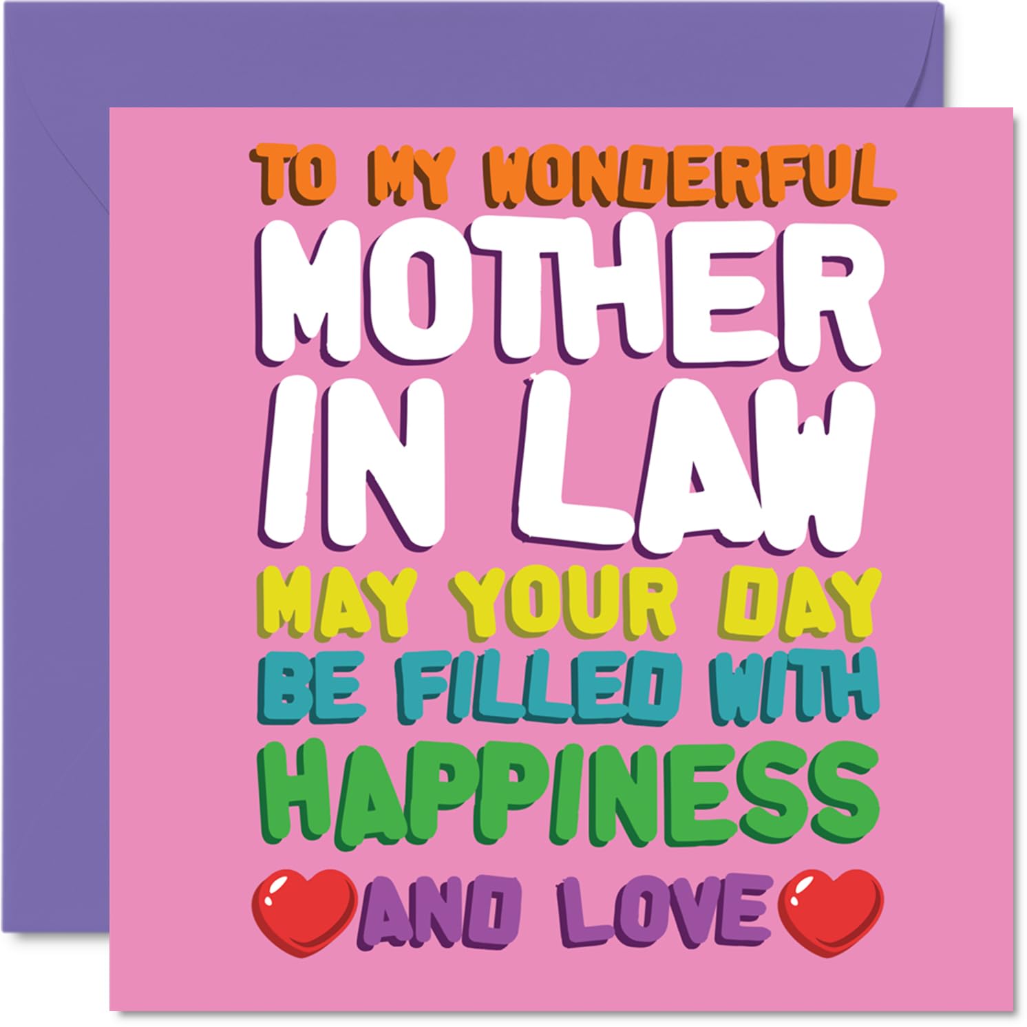 Mother in Law Birthday Card - Happiness And Love - Happy Birthday Card for Mother in Law from Son Daughter, 145mm Happiness And Love Mother's Day Greeting Cards