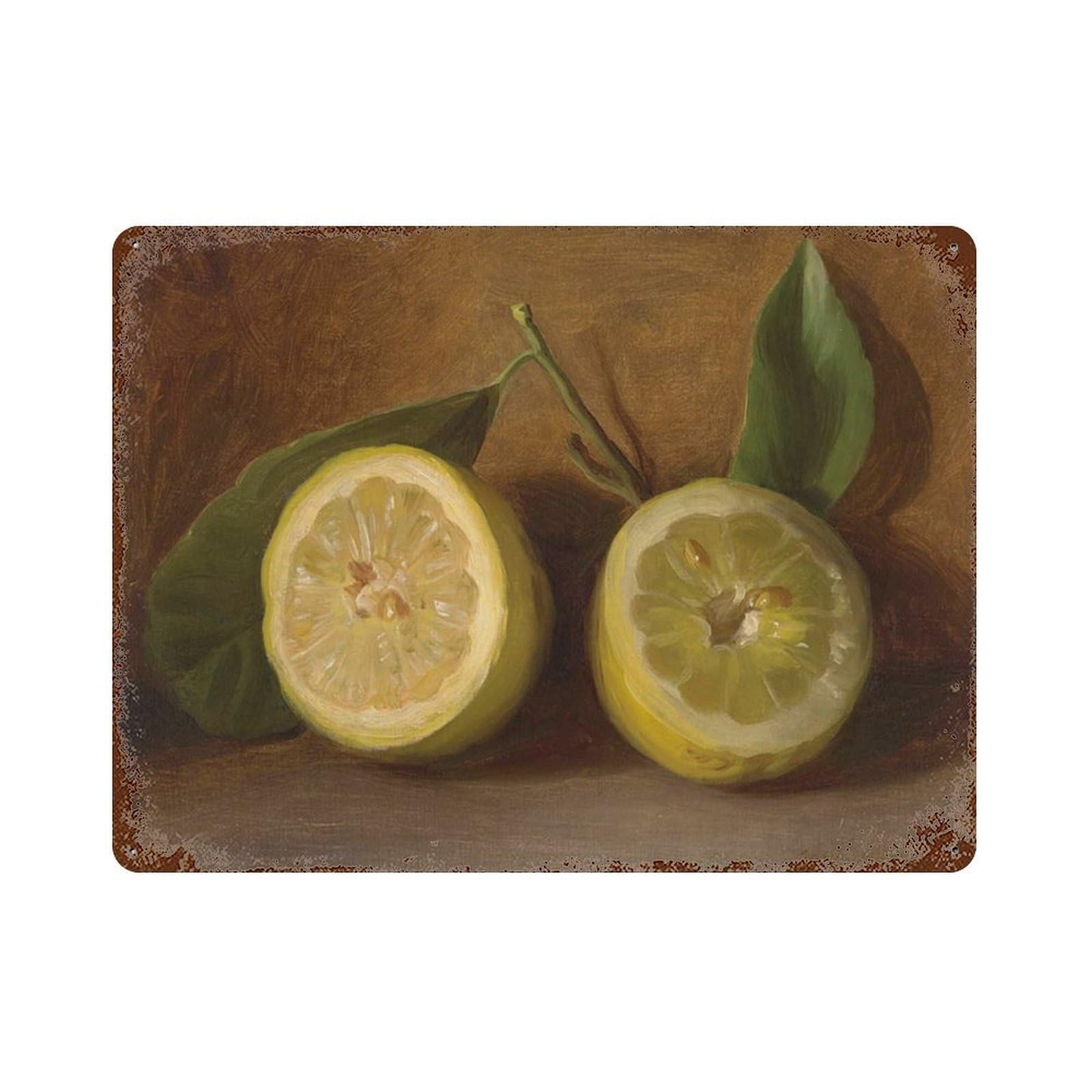 xiaoxiaoshen Lemon Still Life Painting_ Vintage French Farmhouse Wall Decor Art Metal Tin Poster Modern Home Decor Art Home Bar Shop Decorations Vintage Sign 30x40cm