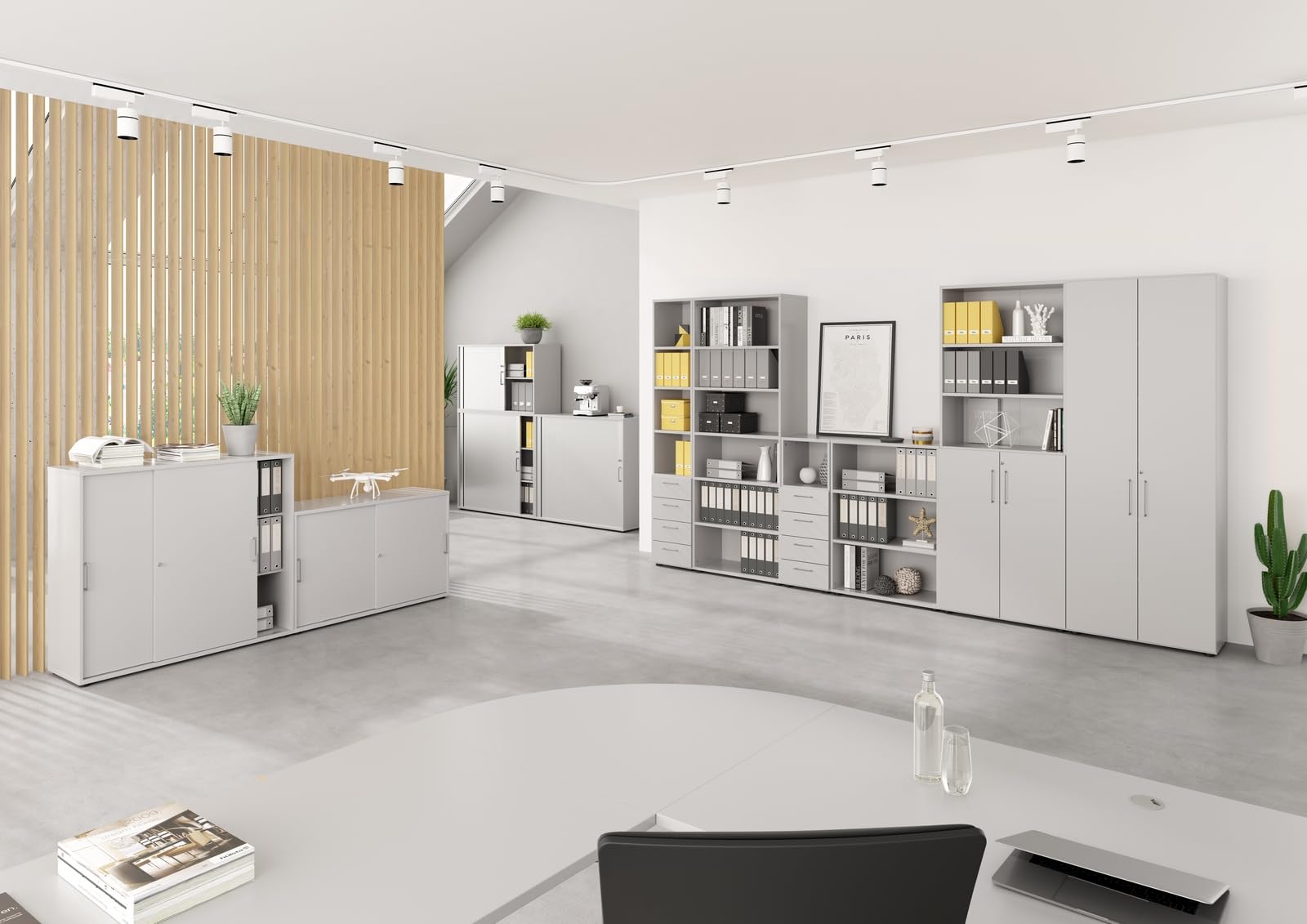 bümö Regal weiß, Standregal aus Holz für 2 Ordnerhöhen - Bücherregal klein 80 cm breit, Aktenregal für Ordner & Bücher, kleines Büroregal, Holzregal, Ordnerregal, Buchregal Dachschräge