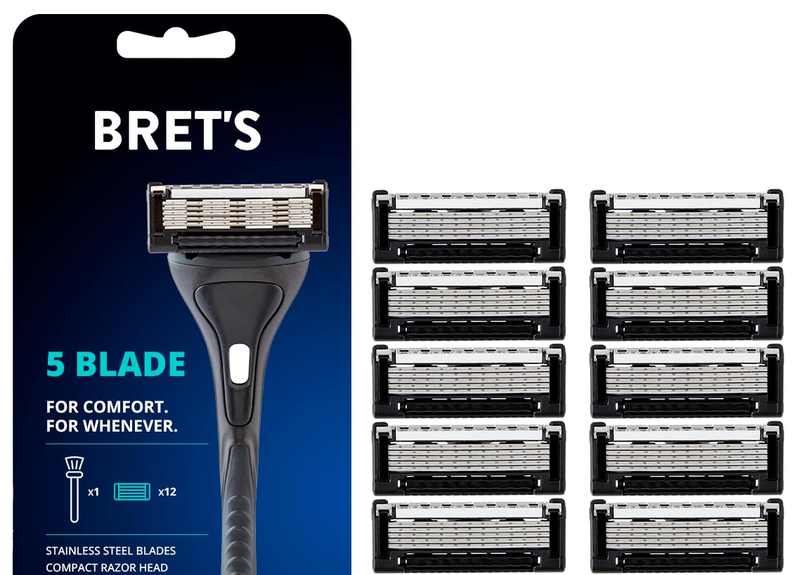 Bret’s Razor Blades - Anti-Friction Blades with Handle Rollatek Tech - Precision Trimmer - Steel Made Razors - Comfort Lubrication & Eco-Friendly - Designed for Your Face