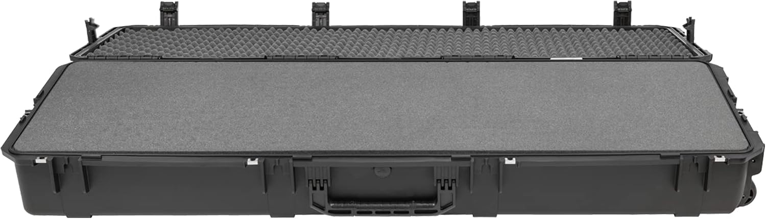 SKB iSeries 60 Inch Waterproof Utility Protective Case with Wheels, Layered Foam Interior and Stainless Steel Protector Clips, Black