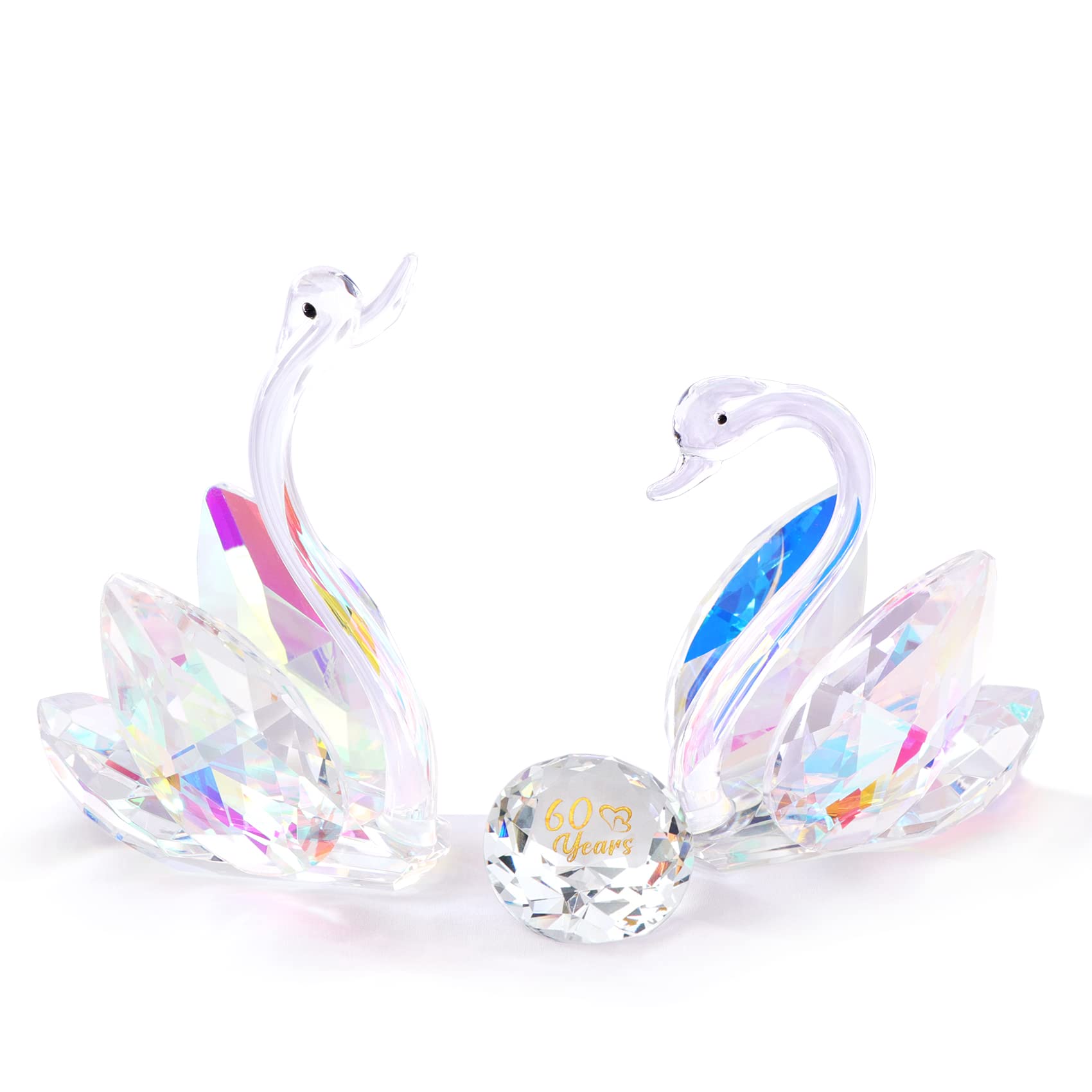 Cygnes de Cristal Figurines en Verre Haut de Gamme Décoration Souvenir de Mariage
