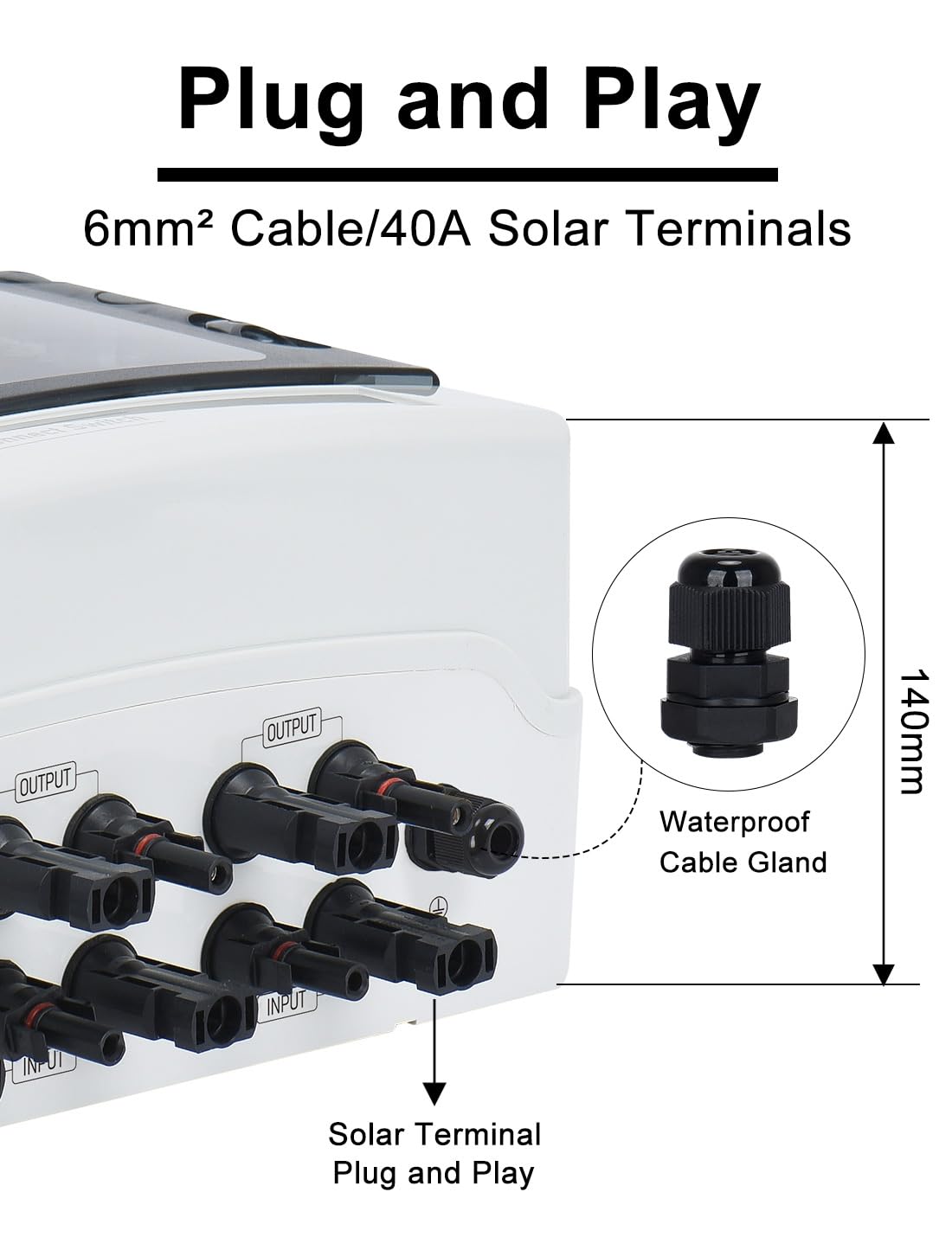 DIHOOL DC überspannungsschutz PV Anlage 3 Strings Solar Anschlusskasten für 3 * 500W Solarmodule Balkonkraftwerk, 40A DC Trennschalter