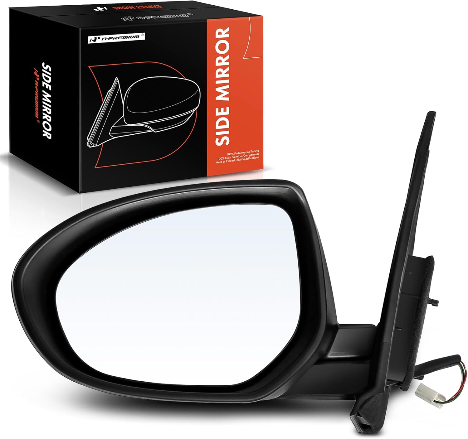 A-Premium Left Driver Side Power Door View Mirror - Compatible with Mazda 3 2010 2011 2012 2013 - Non-Heated Manual Folding Black Outside Rear View Mirror - Replace# BBM26918ZL