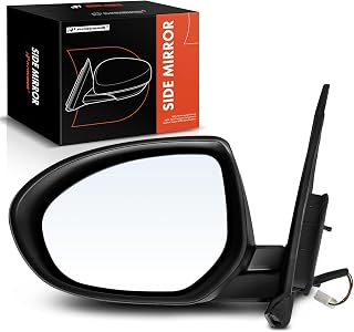 A-Premium Left Driver Side Power Door View Mirror - Compatible with Mazda 3 2010 2011 2012 2013 - Non-Heated Manual Folding Black Outside Rear View Mirror - Replace# BBM26918ZL