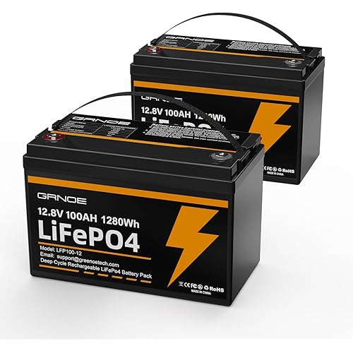 2-Pack 12V 100Ah LiFePO4 Lithium Battery Group 31 Built-in 100A BMS, Low-Temp Protection Up to 15000 Deep Cycles Rechargeable Battery for RV, Marine, Solar System, Van, Trailer, Home Energy Storage