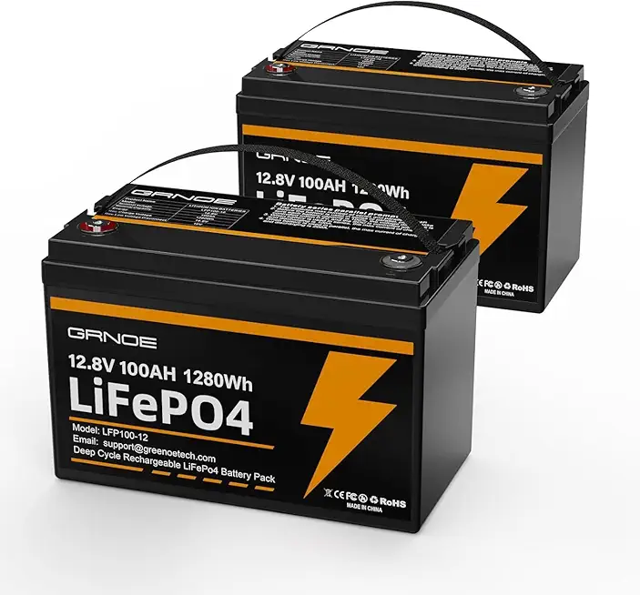2-Pack 12V 100Ah LiFePO4 Lithium Battery Group 31 Built-in 100A BMS, Low-Temp Protection Up to 15000...