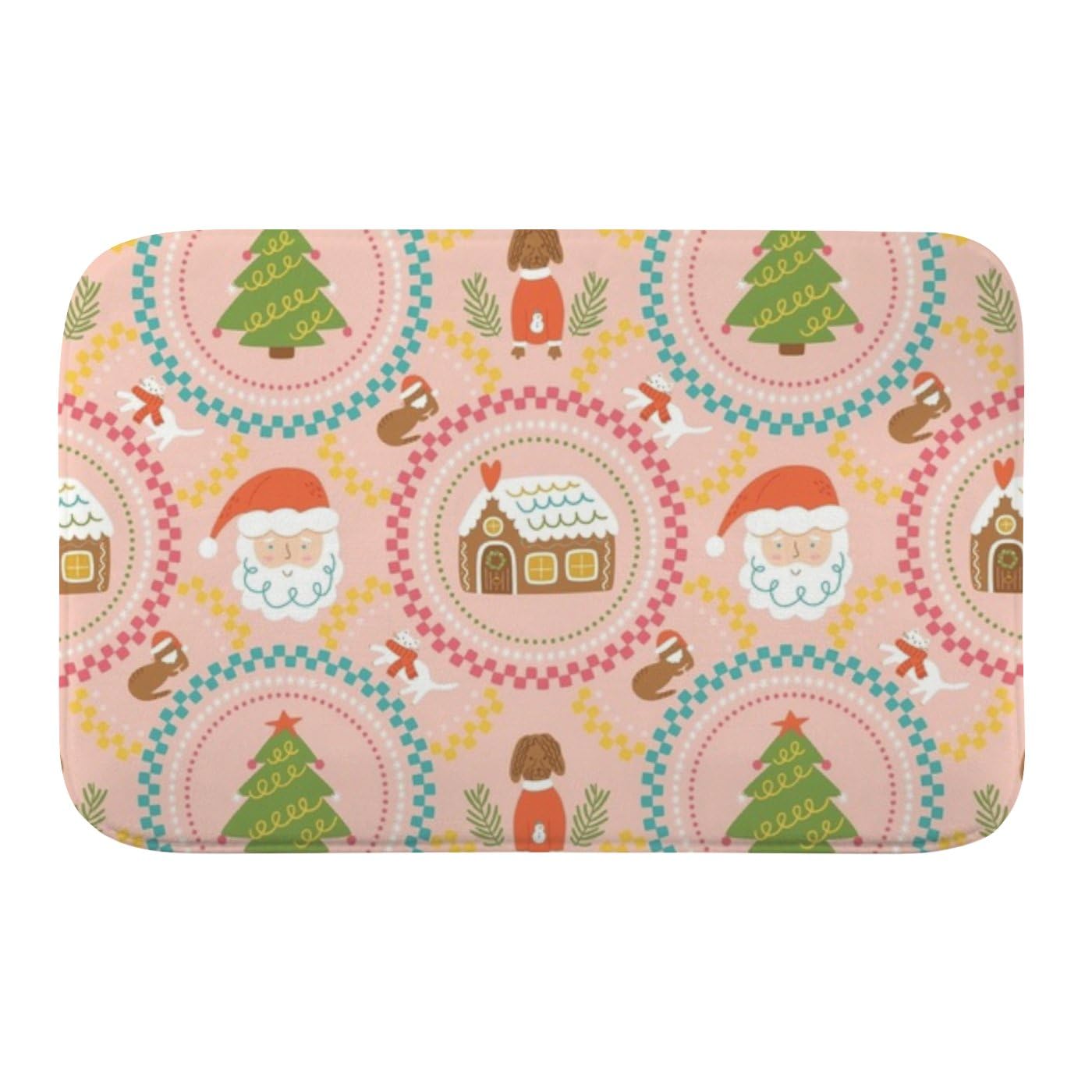 Colorful Santa 2025 Christmas Door Mat Outdoor 18 X30 Christmas Rug Modern Farmhouse Decor Rubber Backed Rugs Outdoor