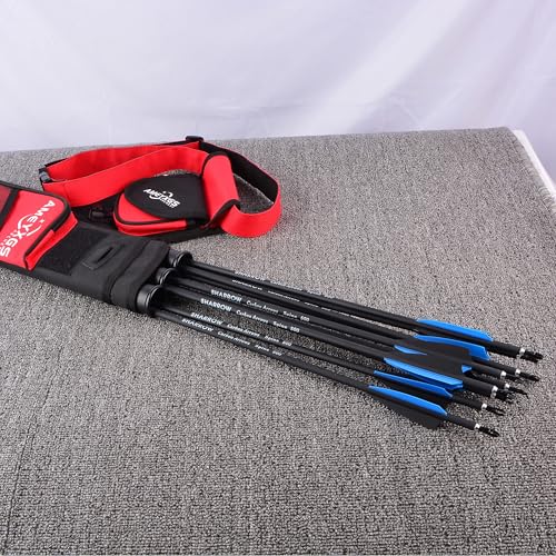 AMEYXGS 12pcs Archery Mixed Carbon Arrows 30 inch Hunting Target Practice Arrows Spine 500 for Recurve Bow Compound Bow Longbow (blue +black) - Image 4