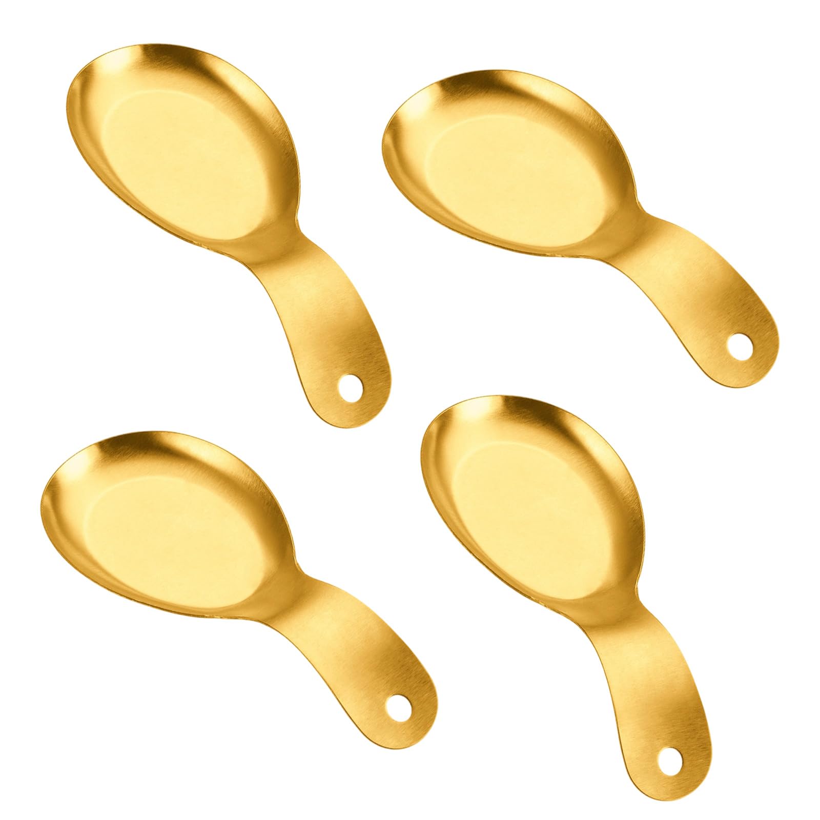 Jazuaiao 4PCS Kitchen Counter Spoon Rest Practical and Decorative Spatula and Ladle Rest Stainless Steel Accessories Dishwasher Safe Spoon