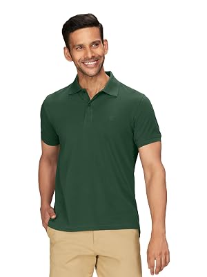 XYXX Men's Cotton Solid Regular Fit Shirt (XY_CR14_Polo Tshirt_1_Oak Green