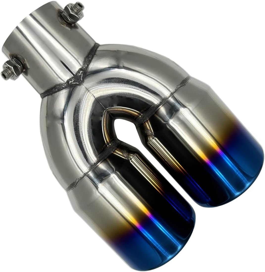 2.5 inch 6.3cm Universal Dual Exhaust Tip Stainless Steel Muffler Tail Pipe For Car Pickup trucks (Black Straight)