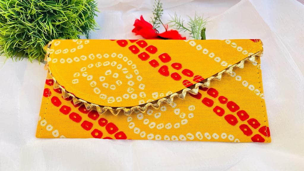 RDK SON'S Women's Ethnic Bandhani Pattern Clutch Purse Bag, Indian Wedding Gift, Purse for Gifting, Potli for Party, Return Gifts, Shagun Pouches for Girls 1