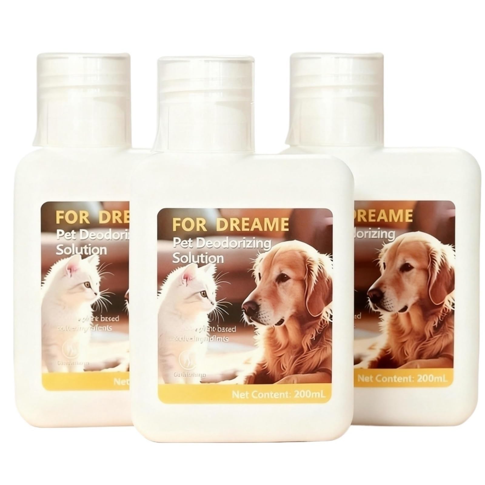 Eliminador de olores de Mascotas de 200 ml: Compatible con Dreame, Seguro for el hogar, la Perrera y la Caja de Arena, frescura Duradera.(3 Bottle)