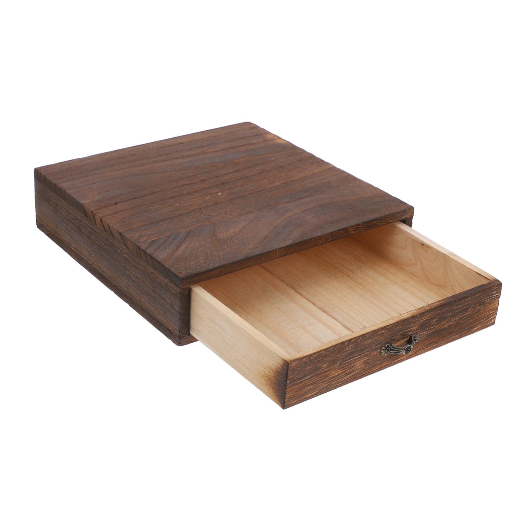 VINTORKY Solid Wood Desktop Organizer with Drawer Vintage Style Storage Box for Sundries for Bathroom Bedroom Office Use present Occasion