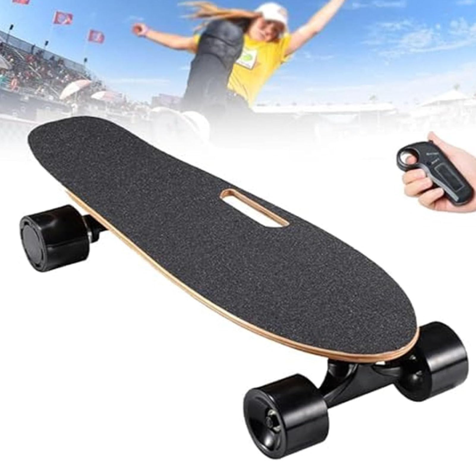 Skateboard elettrico con telecomando, longboard elettrico da 350 W per bambini e adulti, velocità massima di 22 km, autonomia di 8 km, 7 strati di acero, 3 marce, longboard elettrico regolabile