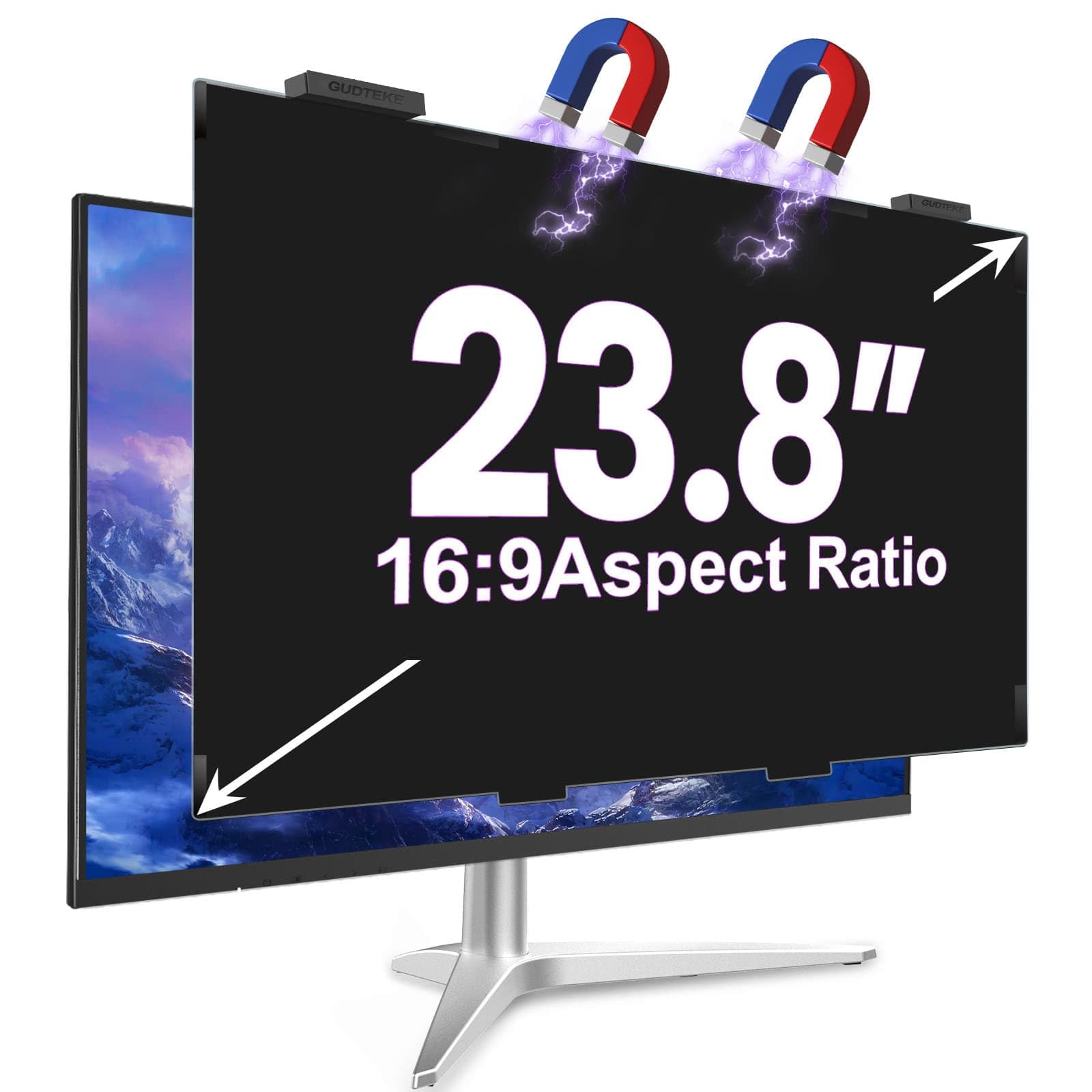 Magnetic 23.8 Inch Privacy Screen for Computer Monitor 16:9 Aspect Ratio, Hanging Removable Anti-Blue/Glare Protector Film, Anti Spy Desktop Security Private Filter 23.8in
